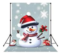 Christmas Happy Snowman Print Photo Studio Background 5x7ft Soft Photo Backdrop Curtain For Studio Content Creator Equipment