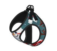 Christmas Happy Snowmans Print Dog Harness Leash Set Reflective Pet Harness Puppy Vest Suitable Dogs Cats Small Breeds