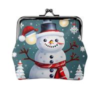 Christmas Happy Snowmans small wallets woman,wallets for women,coin purse for women,small womens wallet,with zipper and kiss lock, Black, One Size, Art Deco