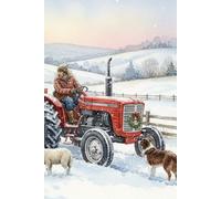 Christmas Hardback Farming Notebook. A5/6"x9"/Hardback/300 Pages. Vintage Tractor Notebook. Unique Farming Gifts. Gifts for Farmers. Wintry Christmas Themed Notebook.
