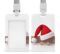 Christmas Hat Badge Holder with Lanyard, Vertical ABS Plastic ID Card Holder Fashion Name Badge Holders Office ID Card Protector for Teacher Nurse Employee Security Staff