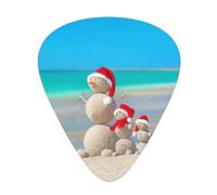 Christmas hat by the sea Print Guitar Picks, 12 Pcs Guitar Plectrums Celluloid Pick Classical Triangle Picks for Acoustic, Electric, Bass Guitar including 0.46mm 0.71mm 0.96mm