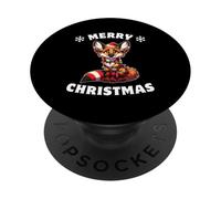 Christmas Hat Christmas Fairy Lights Maned Wolf PopSockets Adhesive PopGrip