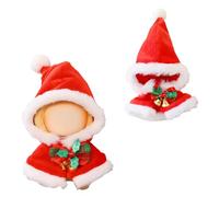 Christmas Hat Clothes for Dolls Accessories, Stylish Kawaii Festive Christmas Bell Shawl Outfit Set 1 Piece Suitable for 15cm 17cm Doll , Xmas Santa Claus Doll Clothing Set Replacement Red