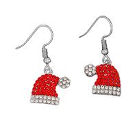 Christmas Hat Earrings,Alloy Red Crystal Christmas Hat Earrings,Cute