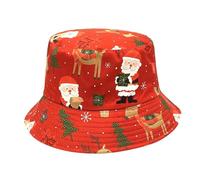 Christmas Hat Fashionable Christmas Deer Snowman Print Men and Women Sunshade Christmas Fisherman Hat Small Bucket Hat (D, One Size)