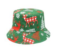 Christmas Hat Fashionable Christmas Deer Snowman Print Men and Women Sunshade Christmas Fisherman Hat Small Bucket Hat (J, One Size)