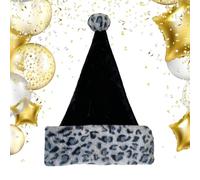 Christmas Hat for Adults, Double Layer Winter Holidays - Santa Hat Fleece with Leopard Print for Photography Parade Cosplay Party New Year Family Friends Mad