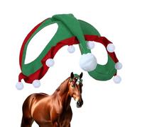 Christmas Hat For Horses - Festive Adjustable Headwear Soft Plush Costume Cap Holiday Equestrian Accessory Fun Christmas Horse Outfit | Party Parade Show Stable Ecur