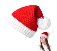 Christmas Hat Knitted Santa Hat - Warm Winter Crochet Skull Beanie Wool Cap for Adults, Festive Woolen Christmas Hat for Men and Women, Cozy Holiday Accessory