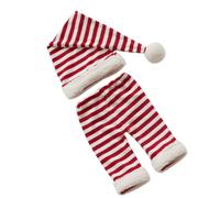 Christmas Hat Shorts Set, Woollen Yarn Photography Costume for Newborns | Red and White Stripe Style, Skin-friendly Photo-ready Styling, Includes Matching Headwear and Bottoms for Studio Posing