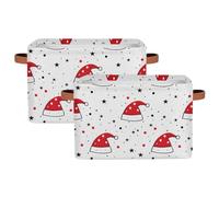 Christmas Hat Storage Bins Basket, Christmas Hat Pattern Collapsible Rectangle Storage Box ,With Handles Toy Organizer Bin ,for Shelf Closet/Home/Bedroom/Kids Room/Laundry Room ,1(pack)