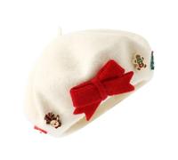 Christmas Hat | Warm Bow Headwear Vintage Style Elegant Christmas Hat with Bow for Winter Festive Cosplay New Year and Celebrations