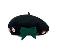 Christmas Hat - Warm Vintage Bow, Stylish Beret | Elegant Holiday Headwear Featuring Comfortable Material, Ideal For Women Winter Party Costume Thanksgiving Outfit New Year Cosplay Events