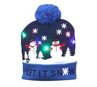 Christmas Hats Adult Novelty LED Light up Warm Xmas Hat Beanie Knitted Glow In The Dark Cap with Colourful LED Flashing Lights for Kids Adults Christmas Party LED Xmas Santa Flashing Cap (blue)