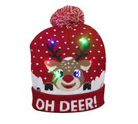 Christmas Hats Adult Novelty LED Light up Warm Xmas Hat Beanie Knitted Glow In The Dark Cap with Colourful LED Flashing Lights for Kids Adults Christmas Party LED Xmas Santa Flashing Cap (red)