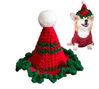 Christmas Hats for Cats, Knitted Dog Hat, Cute Dog Costumes with Santa Hat and Bright Colors, Soft and Comfortable Puppy Costume for Christmas Holidays