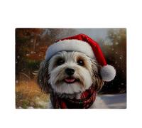 Christmas Havanese Glass Chopping Board Warren Reed - Designer Multi One Size