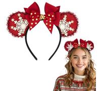 Christmas Headband, Christmas Mouse Ears Headband for Women Girls Snowflake Christmas Ears Bow Hair Hoop Cute Xmas Hair Accessories for Xmas Holiday Party Decoration Y7XHMQFG
