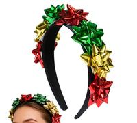 Christmas Headband - Festive Classic Design, All-Day Wear Feature, Red Green Gold Holiday Headband | Christmas Flower Headbands For Women, Mother, Girlfriend, Friends, Parade, Gathering, Photography