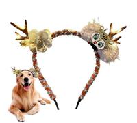 Christmas Headband for Dogs - Illuminated Elastic Headband for Dogs, LED Reindeer Headbands for Pets - Christmas Party Photo Decoration