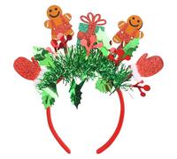 Christmas Headband Funny Gingerbread Man Hairband Glitter Green Tassel Head Bopper Hair Decorations for Women Girls Winter Xmas Holiday New Year Party Headwear Festival Headdress Accessories Gift 1PCS