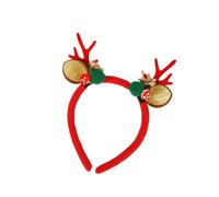 Christmas Headband Gold-Plated Glitter Antler Bell Head Buckle Christmas Headband Elk Headwear Children Adults (#34)