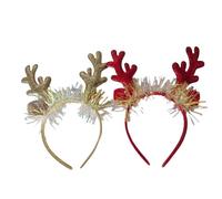 Christmas Headband Gold-Plated Glitter Antler Bell Head Buckle Christmas Headband Elk Headwear Children Adults (#5 (2PCS))