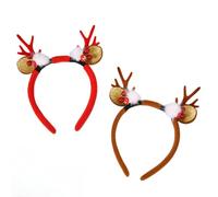Christmas Headband Gold-Plated Glitter Antler Bell Head Buckle Christmas Headband Elk Headwear Children Adults (#42(2PCS))