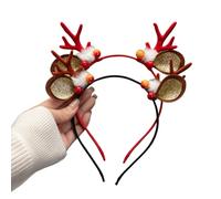 Christmas Headband Gold-Plated Glitter Antler Bell Head Buckle Christmas Headband Elk Headwear Children Adults (#7(2PCS))