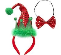 Christmas Headband SEQUIN SANTA HAT MINI HELPER HAT & BOW TIE