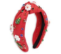Christmas Headband Xmas Headbands for Women Red Hair Accessories with Santa Claus Crystal Snowflake Designs Cute Hair Hoops 1Pcs