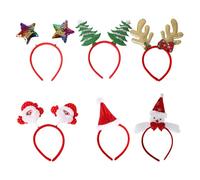 Christmas Headbands 6Pcs Xmas Tree, Snowman, Santa Hat Toppers Reindeer Antlers Headband Cute Christmas Parties Favors Decoration for Adults ＆ KidsReindeer