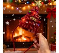 Christmas Headbands LED Santa Hat Christmas Tree Hair Bands Sequin for Holiday Party Accessoriess (Style 4 Hairband)