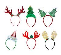 Christmas Headbands,Xmas Party Headbands 6 Styles Reindeer Antler Costume Fun Xmas Tree Santa Hat Headwear for Kids Adult,Christmas Holiday Party Supplies Favors
