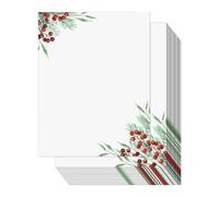 Christmas Header | 50 Holiday Sheets with Border Pattern, Christmas Holiday Header | For Writing Letters, Notes and Cards