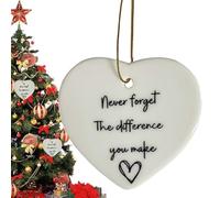 Christmas Heart Hanging Ornament | I Wish You Live Next to the Christmas Ornament, Heart Shaped Ceramic Pendant for Tree