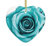 Christmas Heart Hanging Ornament Xmas Tree Decor Ornaments Personalized Turquoise Rose Christmas Tree Ceramic Hanging for Holiday Decor