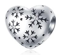 Christmas Heart of Snowflake Charms, fits Pandora 2025 Xmas Bracelet, 925 Sterling Silver Love Winter Snow Flakes Beads, Gifts for Mom/Women/Sister/Lover