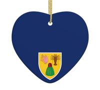 Christmas Heart Ornaments, Flag of the Turks and Caicos Islands Print Ceramic Hanging Home, Xmas Tree Decorations With Golden Rope Ring