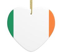 Christmas Heart Ornaments, Irish flag Print Ceramic Hanging Home, Xmas Tree Decorations With Golden Rope Ring