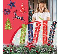 Christmas Heat Transfer Vinyl Bundle Iron-on Vinyl Bundle Glitter HTV Sheet Christmas Tree Snow Flake Santa Claus Adhesive Transfer Vinyl for Clothes Fabric Supplies, 12 x 10 Inch
