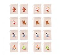 Christmas Hessian Drawstring Bags Jute Xmas Party Pouches | Christmas Jute Burlap Bags 6 Assorted Xmas Designs, Hessian Christmas Bags for Sweets,Snack Sack Craft Goodie Bags,10×14cm