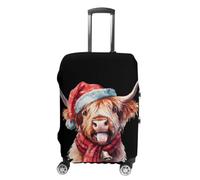 Christmas Highland Bull Luggage Case Cover Protective Suitcase Covers Anti Scratch Baggage Washable Fits 19-32 Inch XL