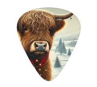 Christmas-Highland-Cow 12 Pack Guitar Picks With 3 Thicknesses And Storage Box, Abs Plectrums For Electric Bass Guitar Players