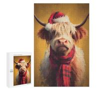 Christmas Highland Cow Art Print Puzzle 1000 Teile Schwer Puzzle Spielzeug Lernspiel Impossible Herausforderungsspielzeug Für Erwachsene Kinder 1000 PCS