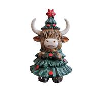 Christmas Highland Cow Figurine - Highland Cow Decor, Farmhouse Cattle Statue, Scottish Ornament | Rustic Resin Design Accent, Holiday Display Decoration for Shelf, Table, Mantel, Entrance