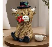 Christmas Highland Cow Figurines, Highland Cow Kitchen Decor, Highland Cow Christmas Decor, Resin Farmhouse Highland Cow Decor for Christmas Table Mantle Display