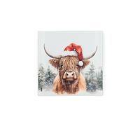 Christmas Highland Cow Glass Hot Pot Stand - Festive Xmas Gift Trivet - Kitchen Chopping/Cutting Board Worktop Protector with Non-Slip Feet 20cm x 20cm (8" x 8")