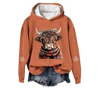 Christmas Highland Cow Jumpers for Women Highland Cow Hooides for Women Hoodie Cute Cow Graphic Sweatshirt Trendy Long Sleeve Pullover Highland Cow Gifts for Women